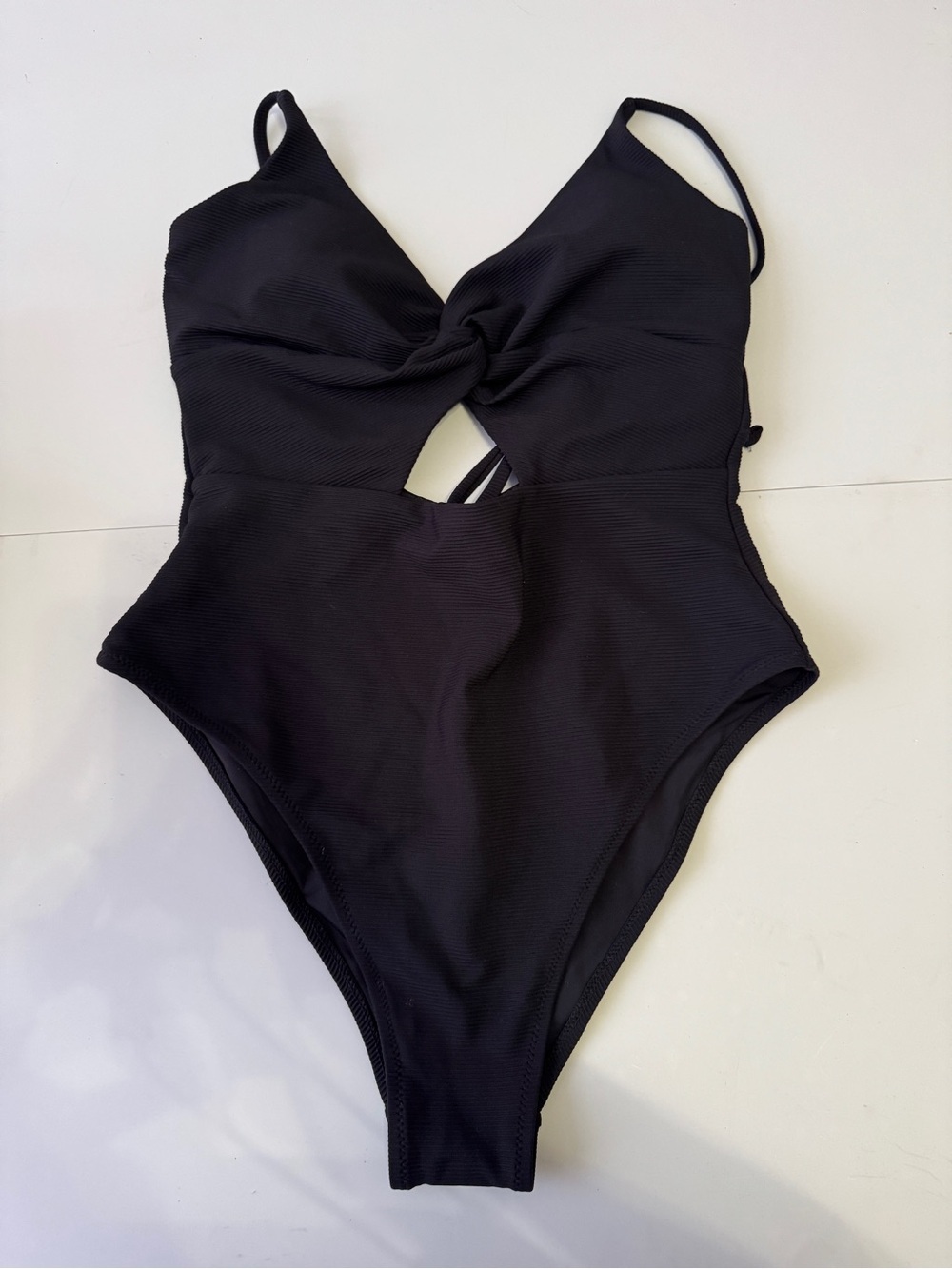 Women’s Black One-Piece Swimsuit with Twist Front